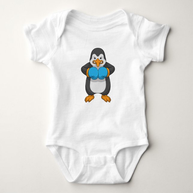 Penguin vid Boxing med Boxing handskar T Shirt (Framsida)