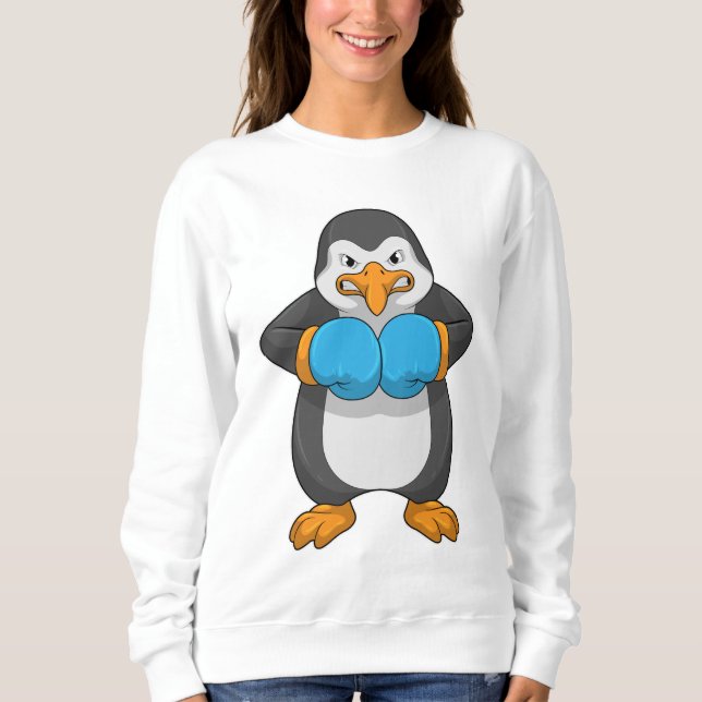 Penguin vid Boxing med Boxing handskar T Shirt (Framsida)