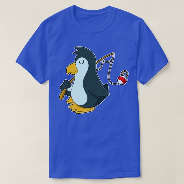Penguin vid fiske med fiskstav t shirt (Design framsida)