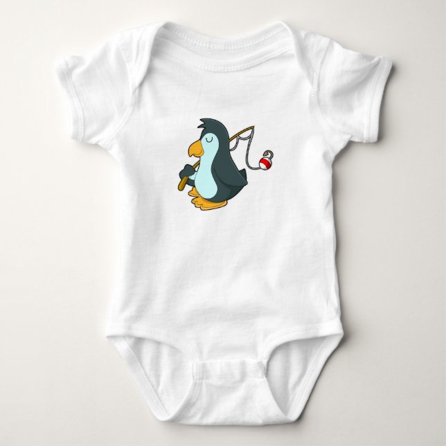 Penguin vid fiske med fiskstav t shirt (Framsida)