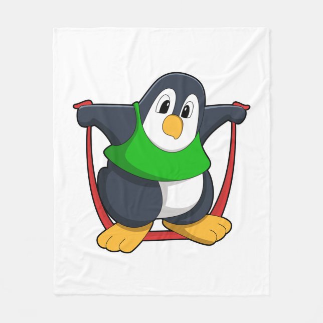 Penguin vid Fitness med Skipping rope.PNG Fleecefilt (Framsidan)