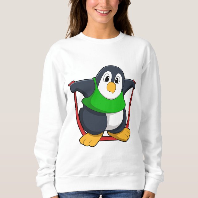 Penguin vid Fitness med Skipping rope.PNG T Shirt (Framsida)