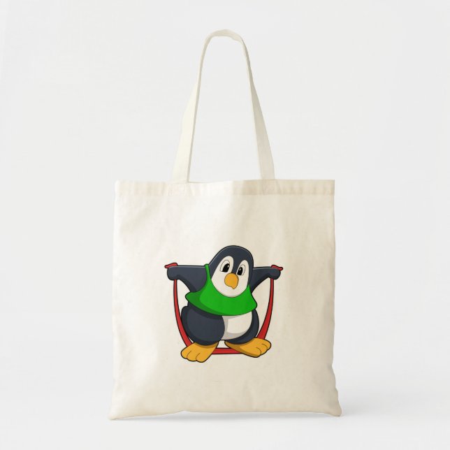 Penguin vid Fitness med Skipping rope.PNG Tygkasse (Framsidan)