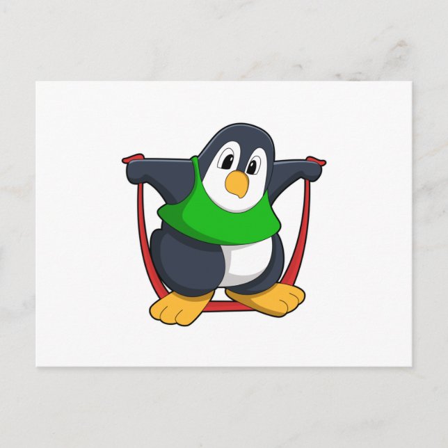 Penguin vid Fitness med Skipping rope.PNG Vykort (Framsida)