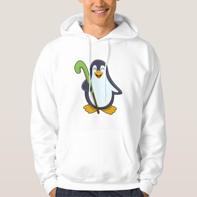 Penguin vid Hockey med Hockey fladdermus Hoodie (Framsida)