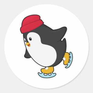 Penguin vid isfiske med Hat Runt Klistermärke