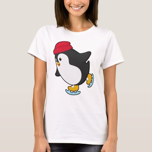 Penguin vid isfiske med Hat T Shirt (Framsida)