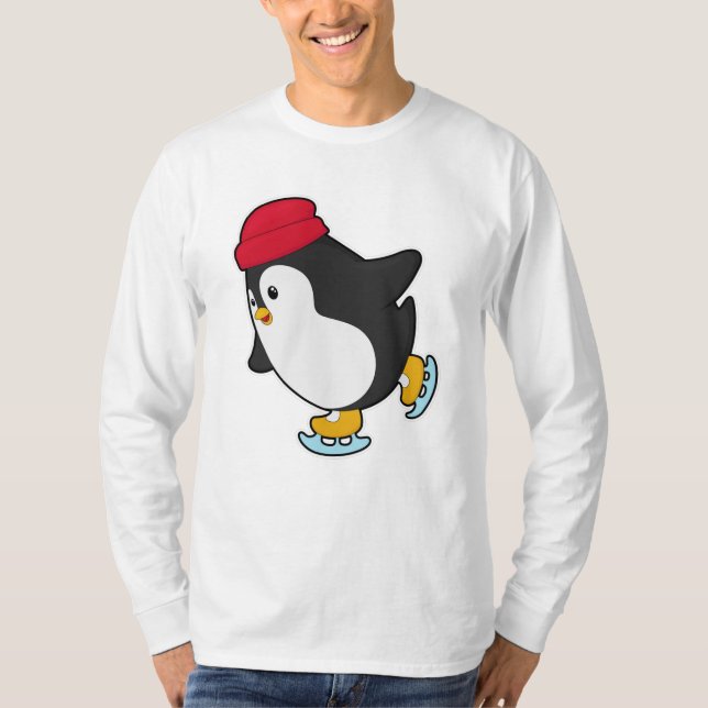 Penguin vid isfiske med Hat T Shirt (Framsida)