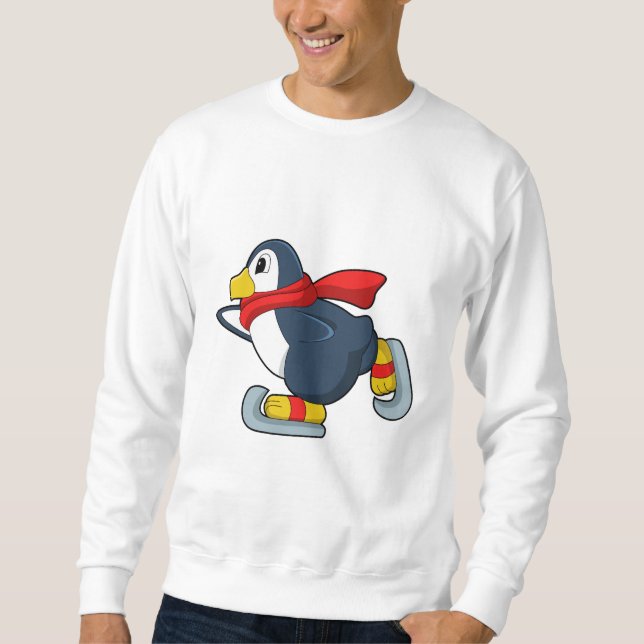 Penguin vid isfiske med isskal.PNG Lång Ärmad Tröja (Framsida)