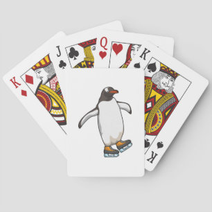 Penguin vid isfiske med isskiffer casinokort