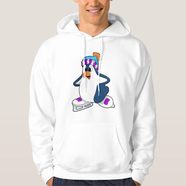 Penguin vid isfiske med isskiffer hoodie (Framsida)