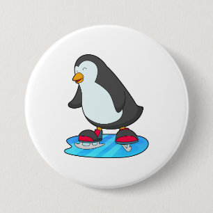Penguin vid isfiske med isskiffer knapp