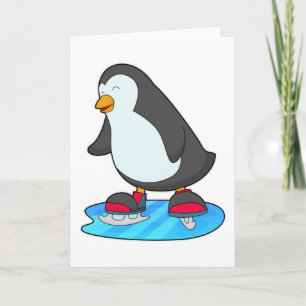 Penguin vid isfiske med isskiffer kort