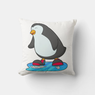 Penguin vid isfiske med isskiffer kudde