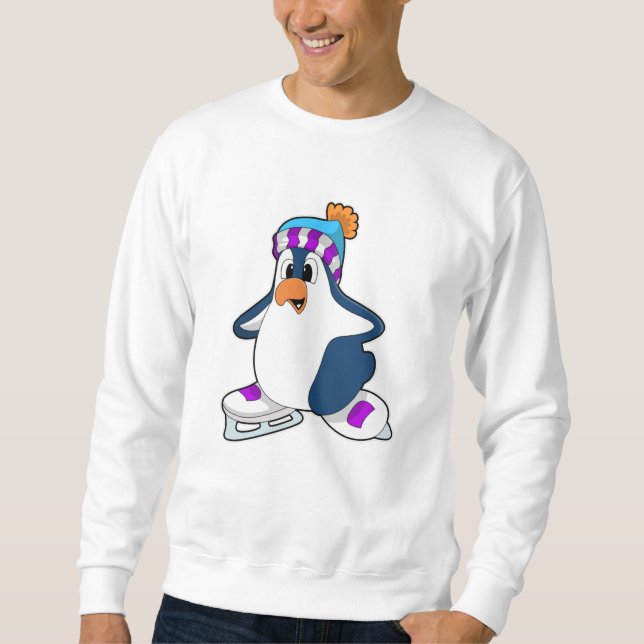 Penguin vid isfiske med isskiffer lång ärmad tröja (Framsida)