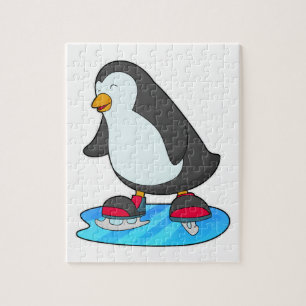 Penguin vid isfiske med isskiffer pussel