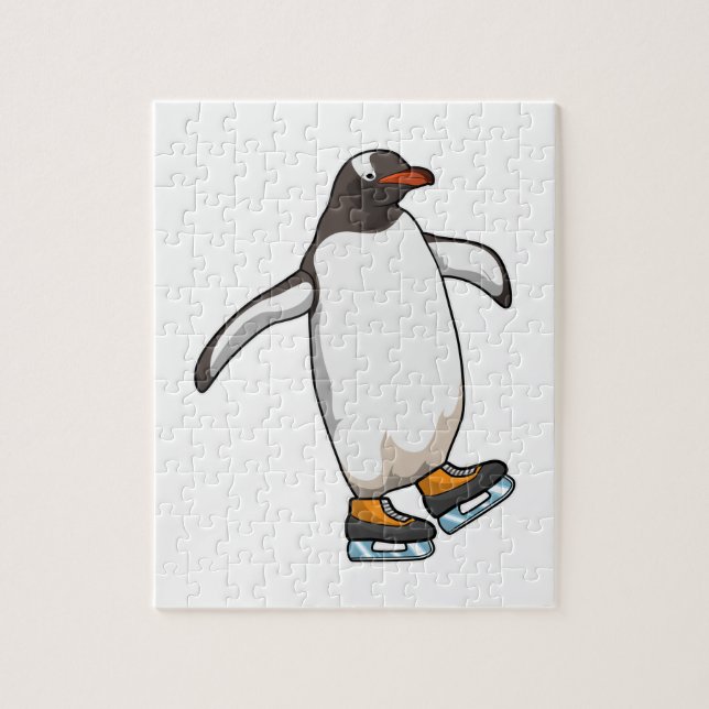 Penguin vid isfiske med isskiffer pussel (Vertikal)