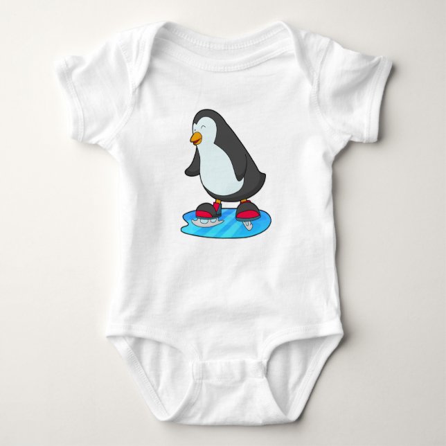 Penguin vid isfiske med isskiffer t shirt (Framsida)