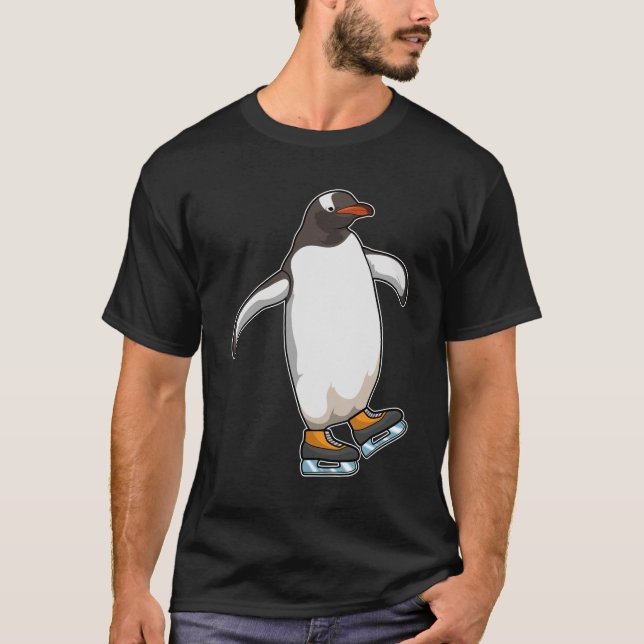 Penguin vid isfiske med isskiffer t shirt (Framsida)