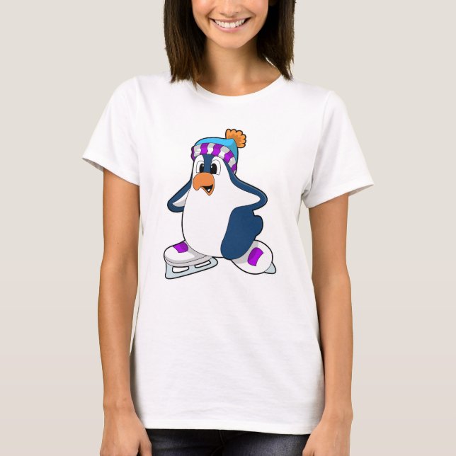 Penguin vid isfiske med isskiffer t shirt (Framsida)