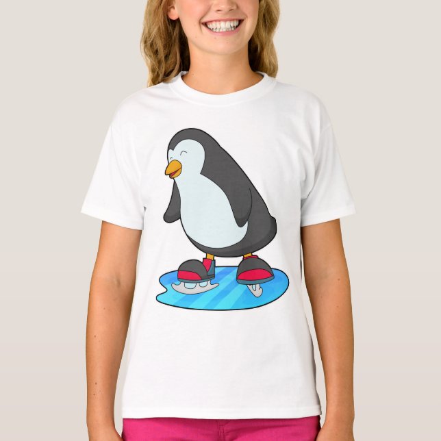 Penguin vid isfiske med isskiffer t shirt (Framsida)