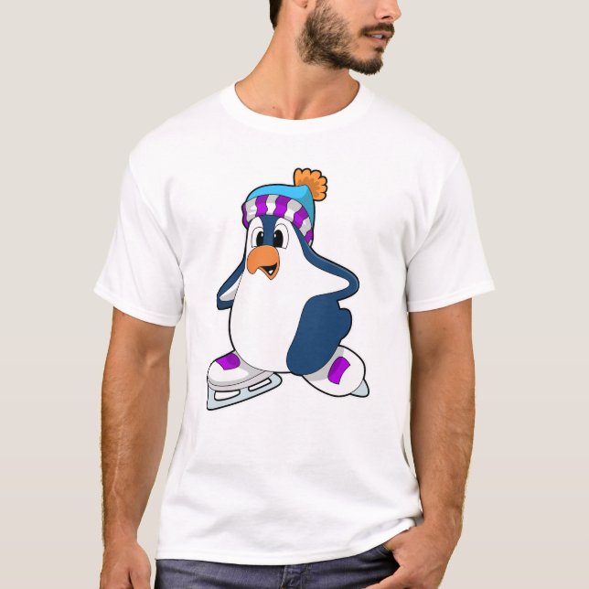 Penguin vid isfiske med isskiffer t shirt (Framsida)