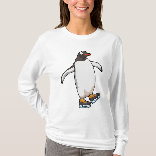 Penguin vid isfiske med isskiffer t shirt (Framsida)
