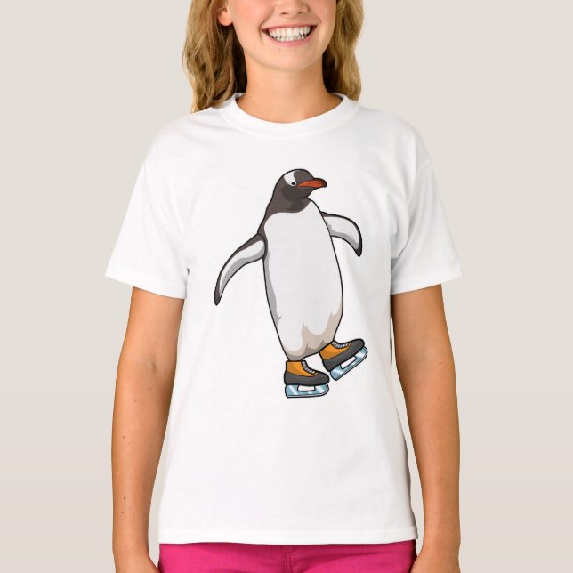 Penguin vid isfiske med isskiffer t shirt (Framsida)
