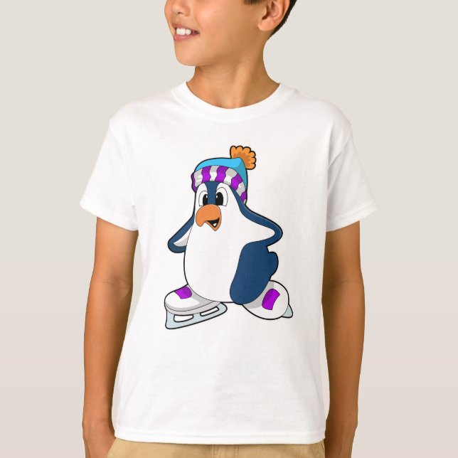 Penguin vid isfiske med isskiffer t shirt (Framsida)