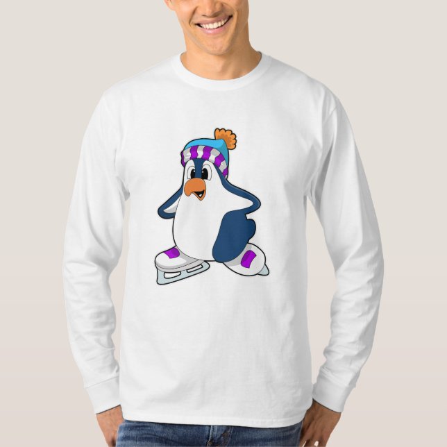 Penguin vid isfiske med isskiffer t shirt (Framsida)