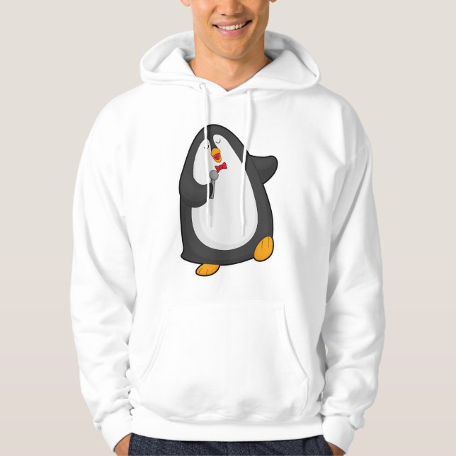 Penguin vid singel med mikrofon & Tie Hoodie (Framsida)