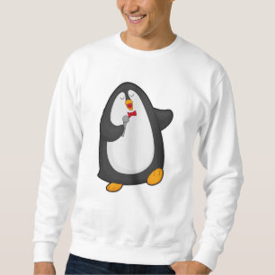 Penguin vid singel med mikrofon & Tie Lång Ärmad Tröja