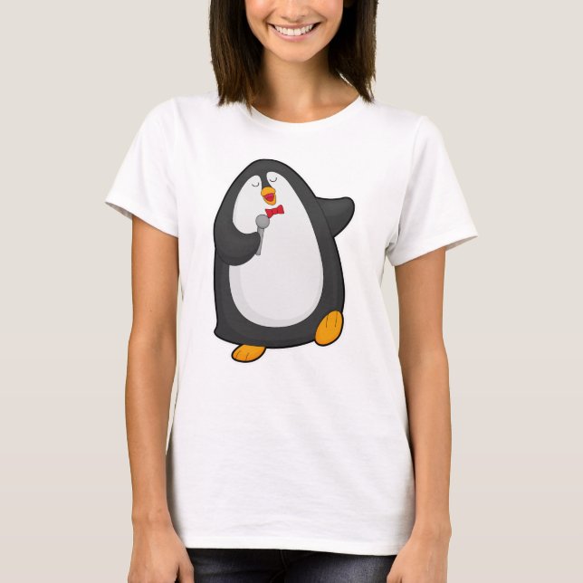Penguin vid singel med mikrofon & Tie T Shirt (Framsida)