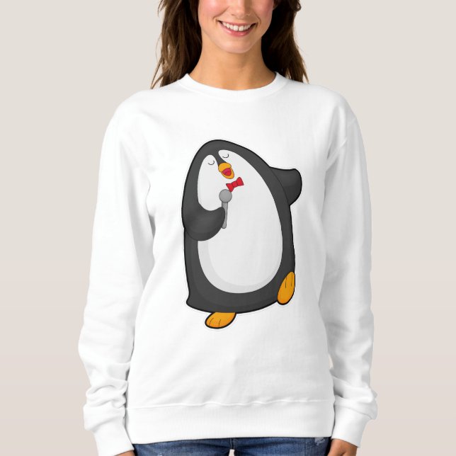 Penguin vid singel med mikrofon & Tie T Shirt (Framsida)