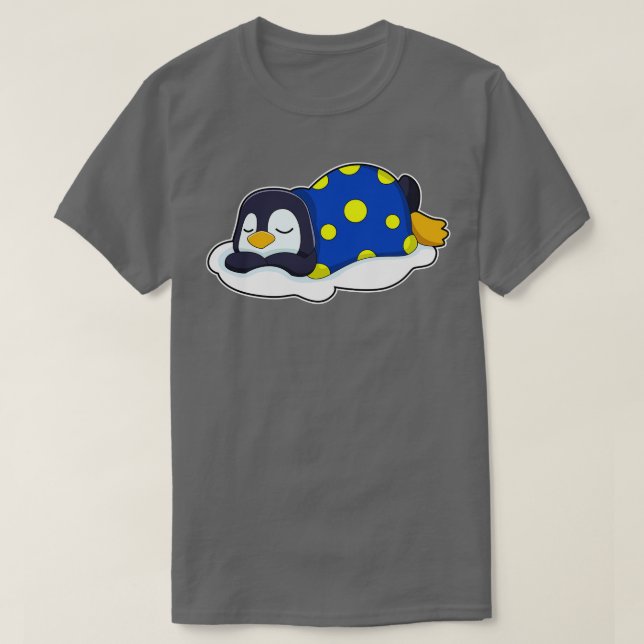 Penguin vid sömnad med Blanket T Shirt (Design framsida)