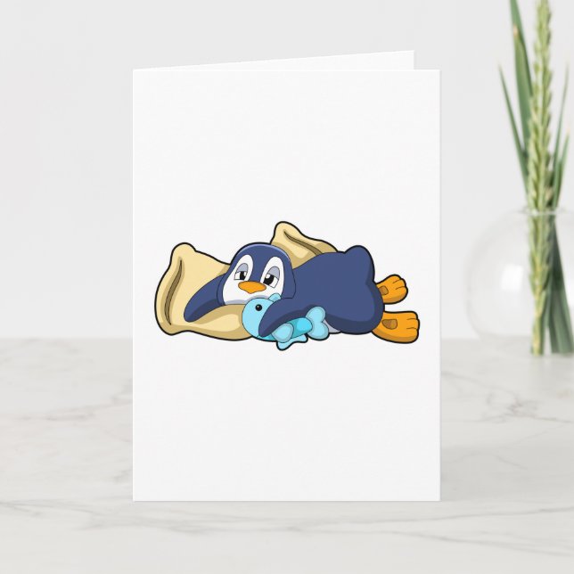 Penguin vid sömnad med Pillow Kort (Framsida)