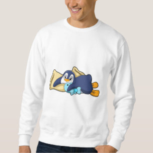 Penguin vid sömnad med Pillow Lång Ärmad Tröja