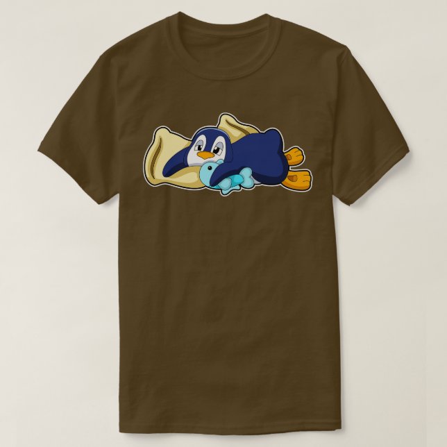 Penguin vid sömnad med Pillow T Shirt (Design framsida)
