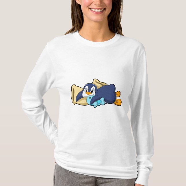 Penguin vid sömnad med Pillow T Shirt (Framsida)