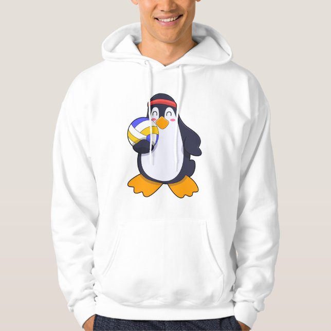 Penguin vid Volleyball Sports Hoodie (Framsida)
