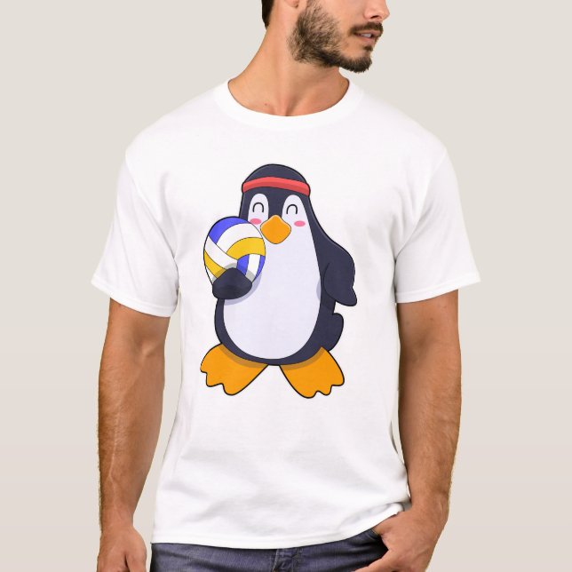 Penguin vid Volleyball Sports T Shirt (Framsida)