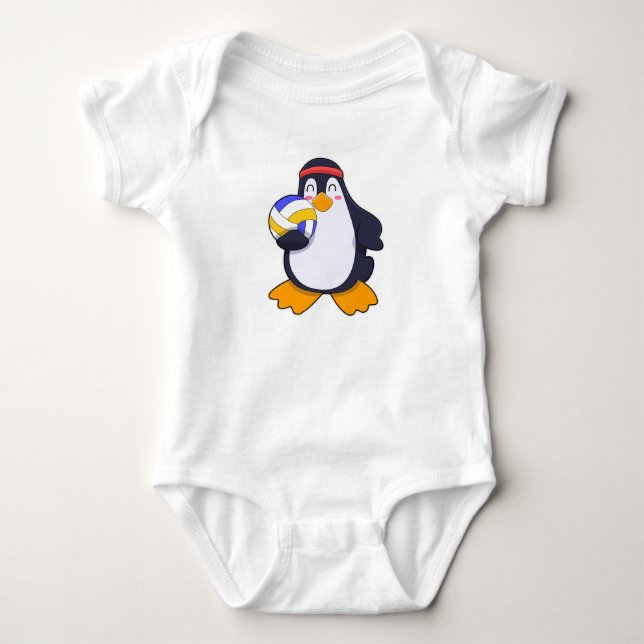 Penguin vid Volleyball Sports T Shirt (Framsida)
