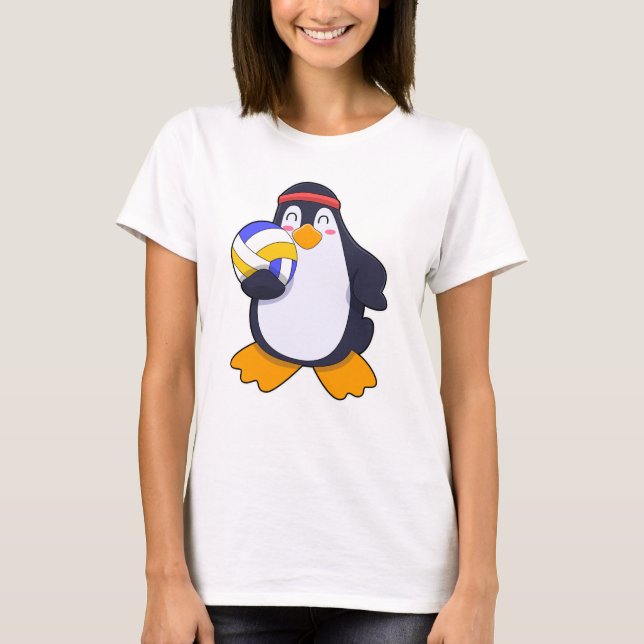 Penguin vid Volleyball Sports T Shirt (Framsida)