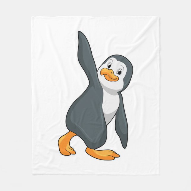 Penguin vid Yoga Stretching-övning Fleecefilt (Framsidan)