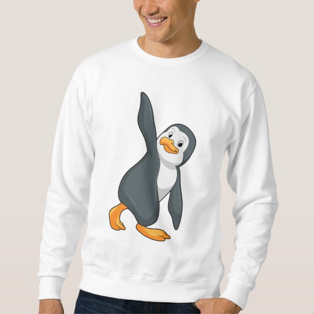 Penguin vid Yoga Stretching-övning Lång Ärmad Tröja (Framsida)