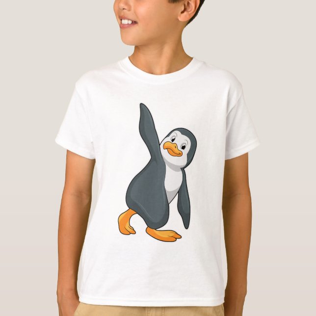 Penguin vid Yoga Stretching-övning T Shirt (Framsida)