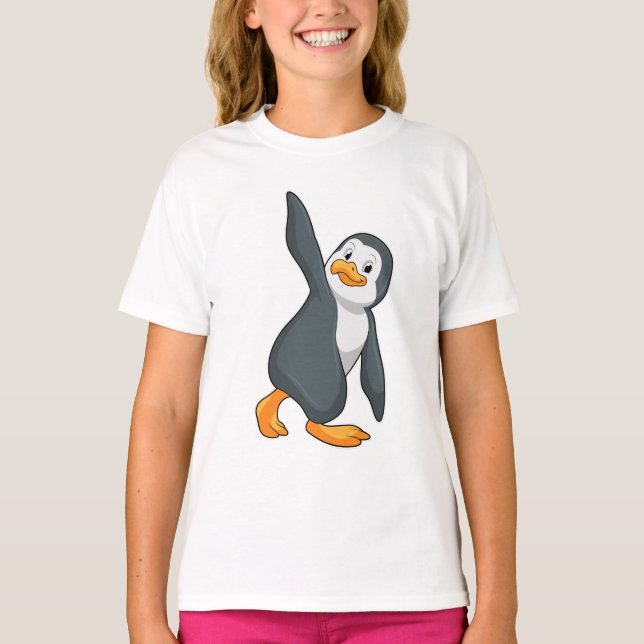 Penguin vid Yoga Stretching-övning T Shirt (Framsida)