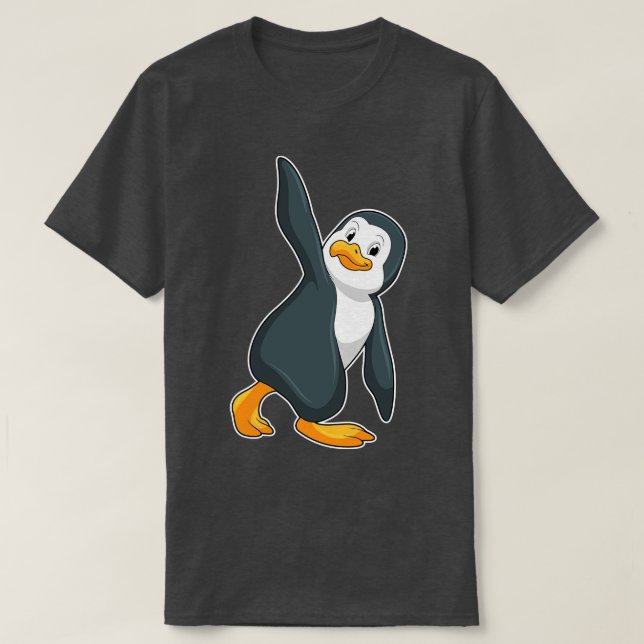 Penguin vid Yoga Stretching-övning T Shirt (Design framsida)