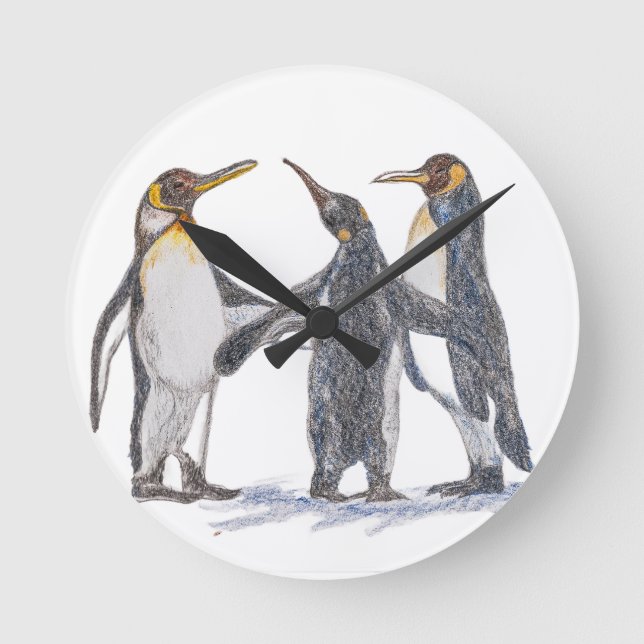 Penguin Wall Clock Rund Klocka (Framsida)