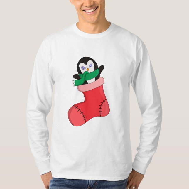 Penguin Warming Upp till Kallet T Shirt (Framsida)